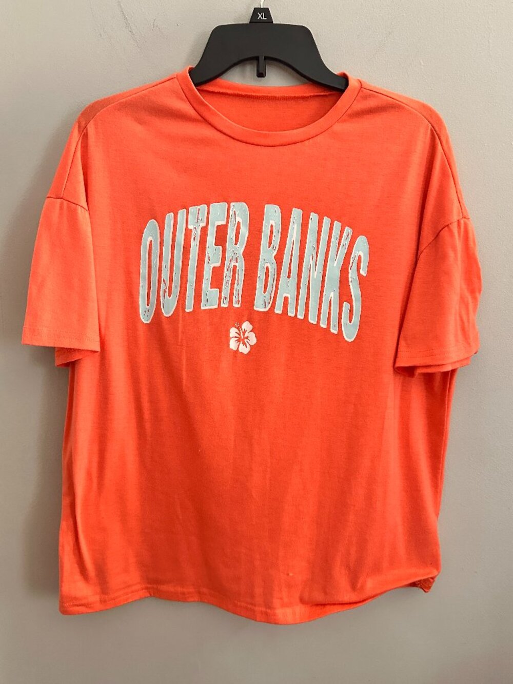 SHEIN Outer Banks Graphic T-Shirt Size XS Coral Oversized Beach Vacation Tee